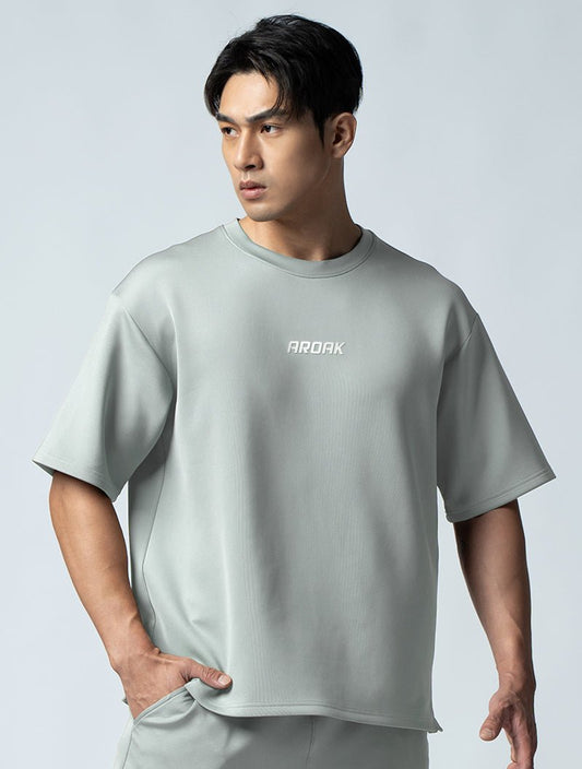 AirFlex™ OVERSIZED短袖上衣 (橄欖灰) - AROAK 機能健身服飾 | 專為健人打造