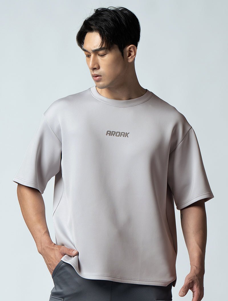 AirFlex™ OVERSIZED 短袖上衣 (銀雲灰) - AROAK 機能健身服飾 | 專為健人打造