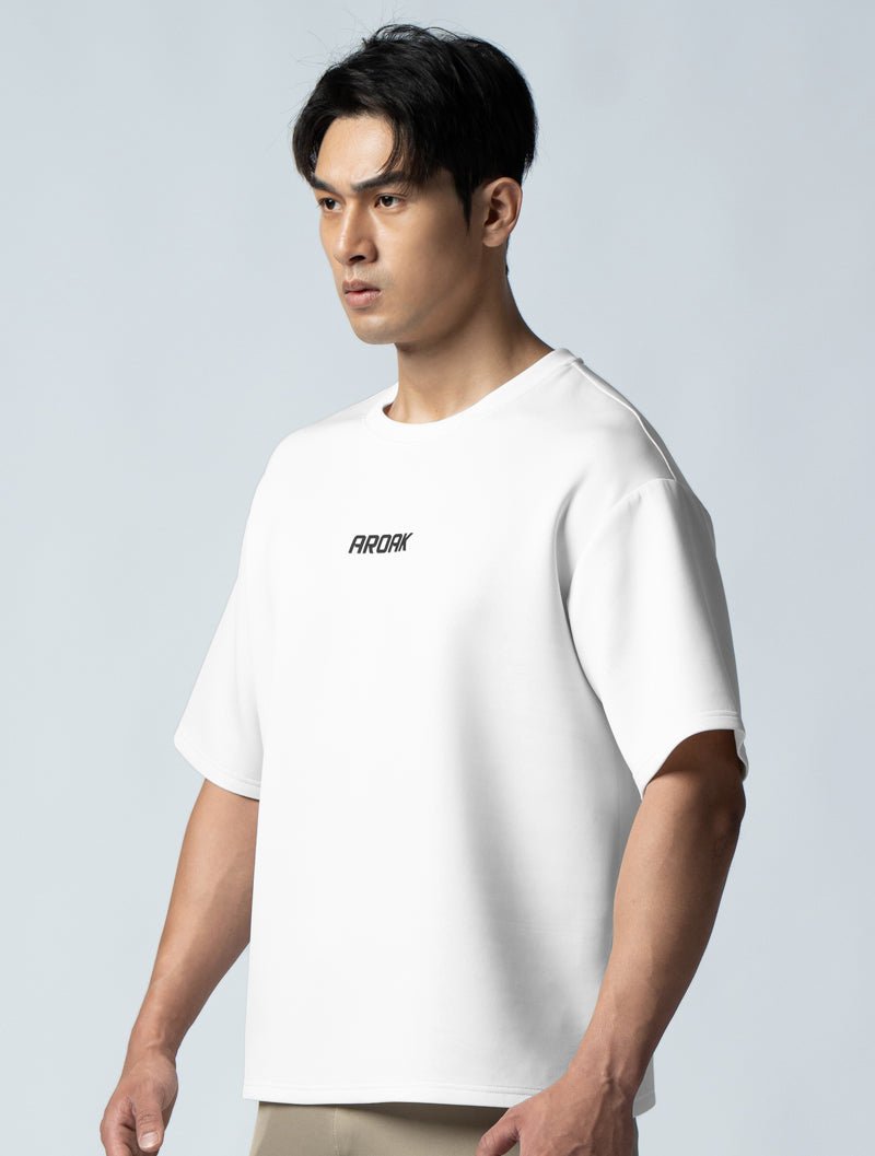 AirFlex™ OVERSIZED短袖上衣 (白) - AROAK 機能健身服飾 | 專為健人打造