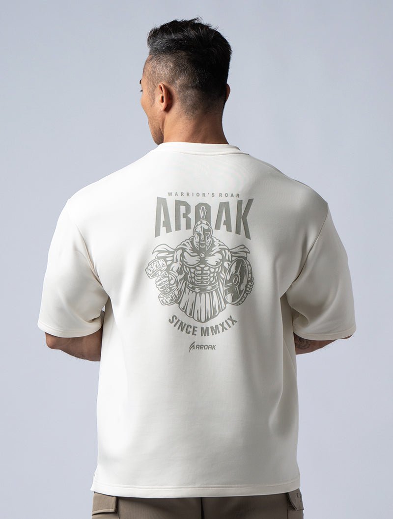 AirFlex™ 戰士的怒吼 OVERSIZED短袖上衣 (米白) - AROAK 機能健身服飾 | 專為健人打造