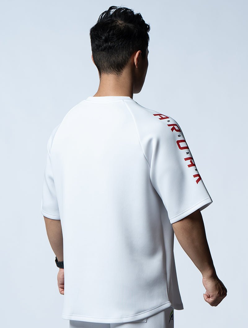 AirFlex™ OVERSIZED無畏之力拉克蘭袖上衣 (白) - AROAK 機能健身服飾 | 專為健人打造