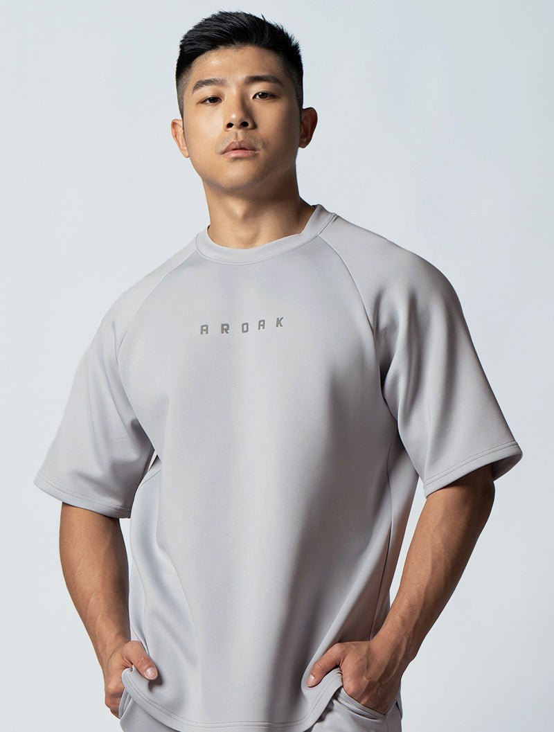 AirFlex™ OVERSIZED 拉克蘭袖上衣 (銀雲灰) - AROAK 機能健身服飾 | 專為健人打造