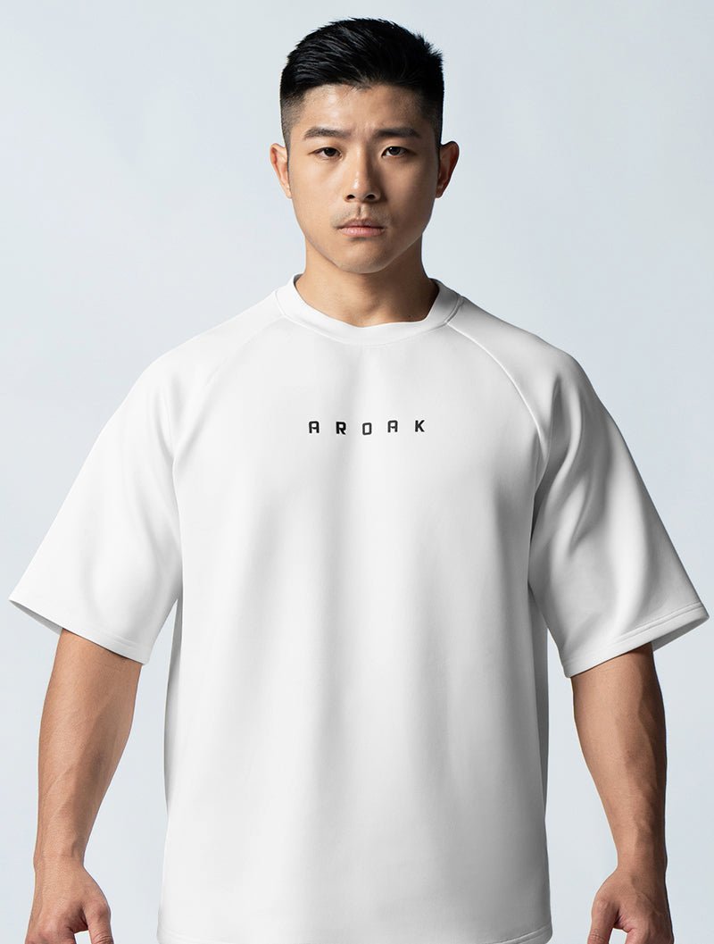 AirFlex™ OVERSIZED 拉克蘭袖上衣 (白) - AROAK 機能健身服飾 | 專為健人打造