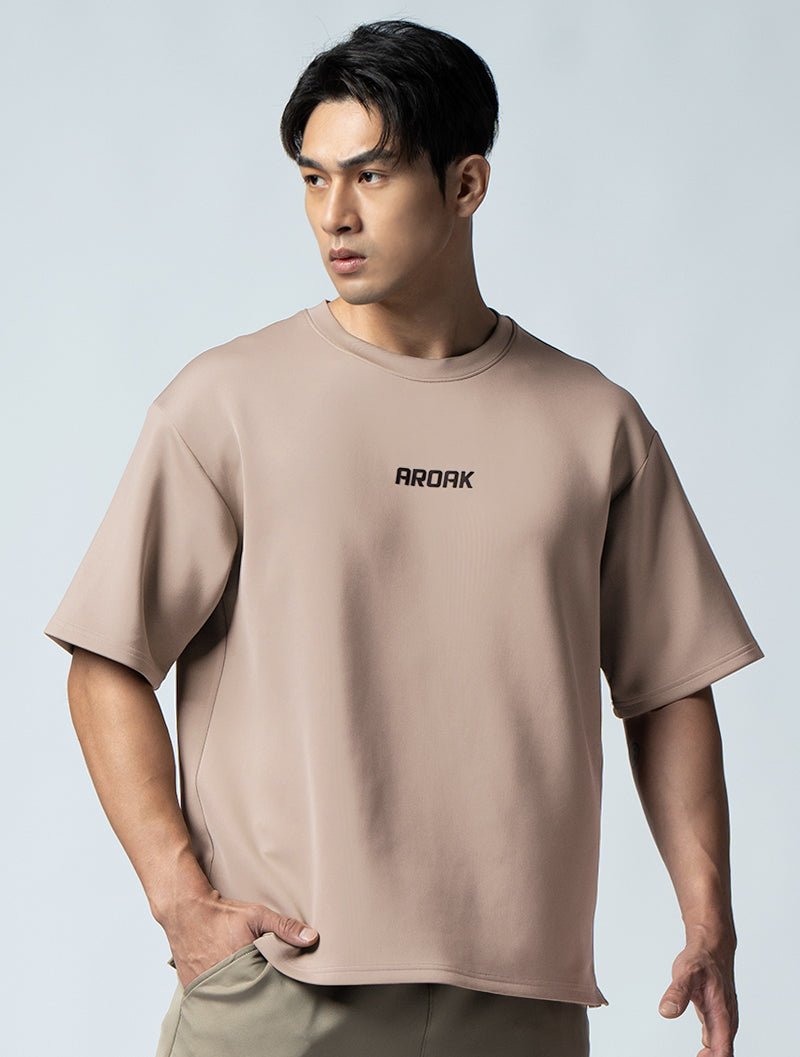 AirFlex™ OVERSIZED 短袖上衣 (摩卡棕) - AROAK 機能健身服飾 | 專為健人打造