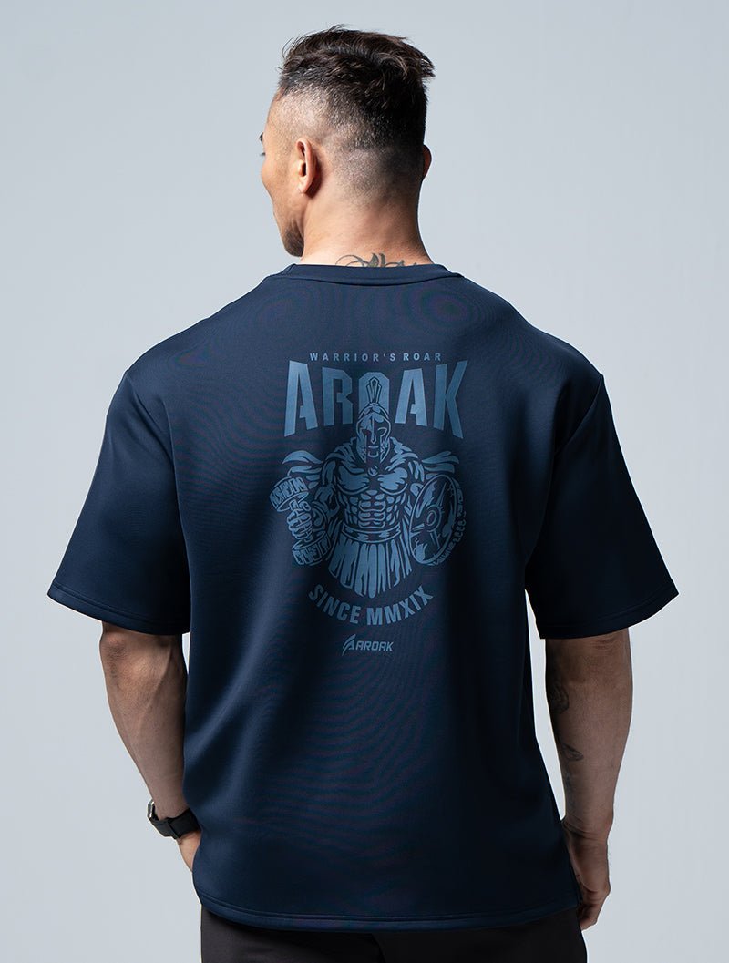 AirFlex™ 戰士的怒吼 OVERSIZED短袖上衣 (丈青) - AROAK 機能健身服飾 | 專為健人打造