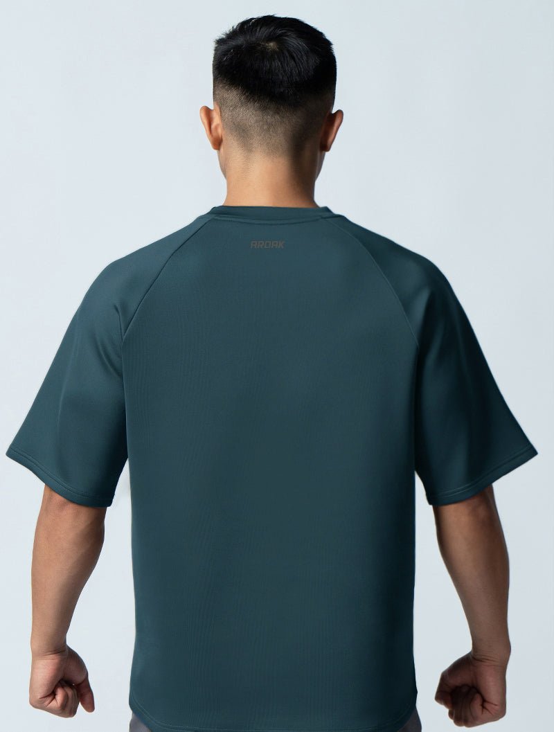 AirFlex™ OVERSIZED拉克蘭袖上衣 (黑綠) - AROAK 機能健身服飾 | 專為健人打造