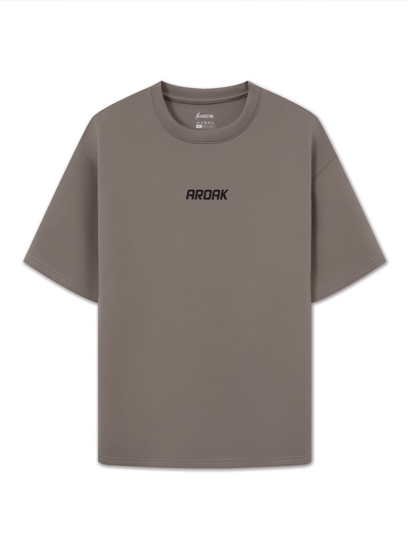 AirFlex™ OVERSIZED 短袖上衣 (棕卡其) - AROAK 機能健身服飾 | 專為健人打造