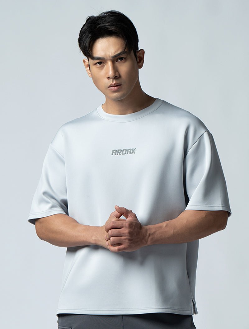 AirFlex™ OVERSIZED短袖上衣 (淺灰) - AROAK 機能健身服飾 | 專為健人打造