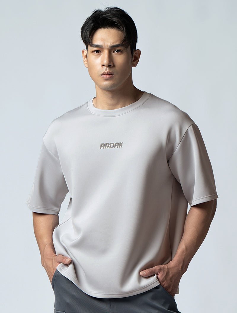 AirFlex™ OVERSIZED 短袖上衣 (銀雲灰) - AROAK 機能健身服飾 | 專為健人打造