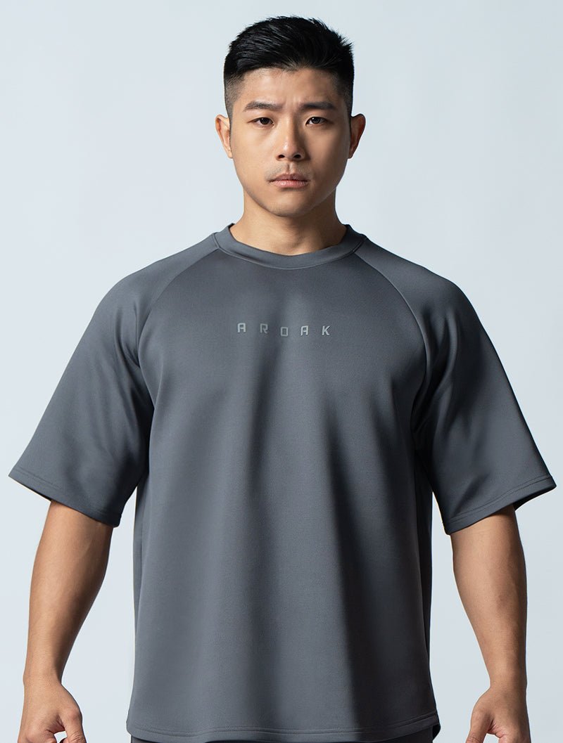 AirFlex™ OVERSIZED拉克蘭袖上衣 (鐵灰) - AROAK 機能健身服飾 | 專為健人打造