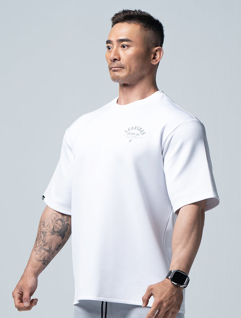 AirFlex™ 列奧尼達 OVERSIZED機能短袖訓練上衣 (白) - AROAK 機能健身服飾 | 專為健人打造