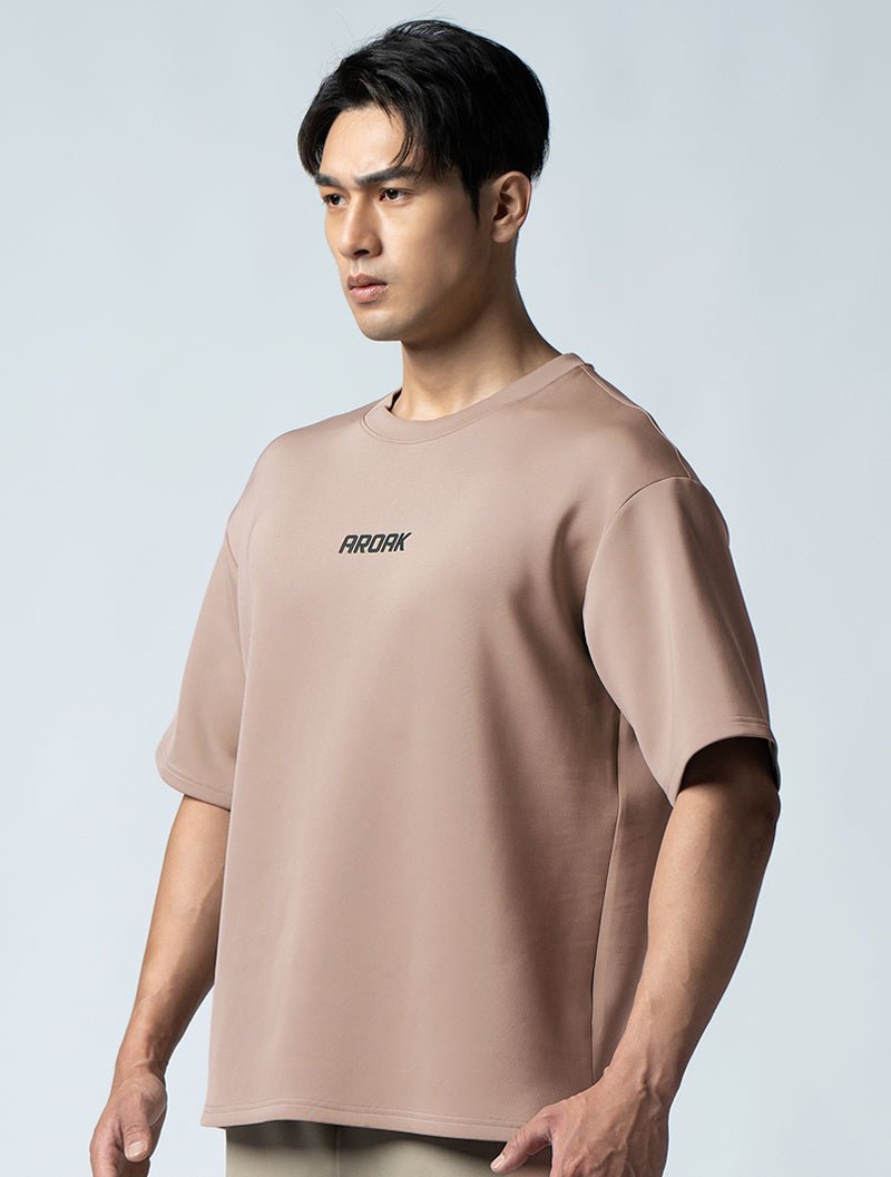 AirFlex™ OVERSIZED 短袖上衣 (摩卡棕) - AROAK 機能健身服飾 | 專為健人打造
