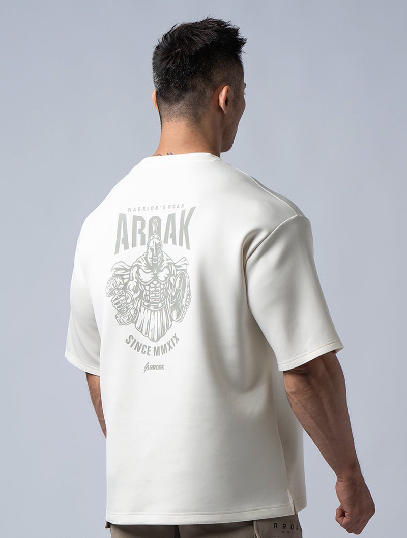 AirFlex™ 戰士的怒吼 OVERSIZED短袖上衣 (米白) - AROAK 機能健身服飾 | 專為健人打造
