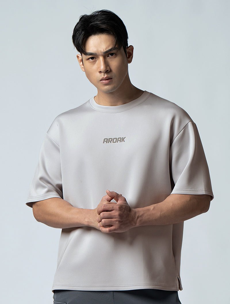AirFlex™ OVERSIZED 短袖上衣 (銀雲灰) - AROAK 機能健身服飾 | 專為健人打造