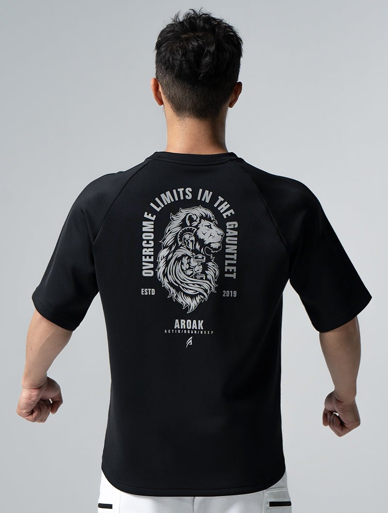 AirFlex™ OVERSIZED 戰神之巔拉克蘭袖上衣 (黑) - AROAK 機能健身服飾 | 專為健人打造