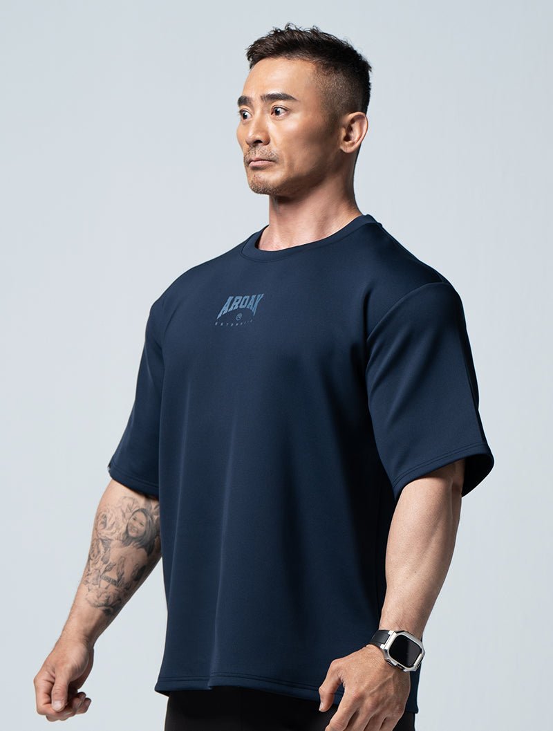 AirFlex™ 怒吼 OVERSIZED短袖上衣 (丈青) - AROAK 機能健身服飾 | 專為健人打造