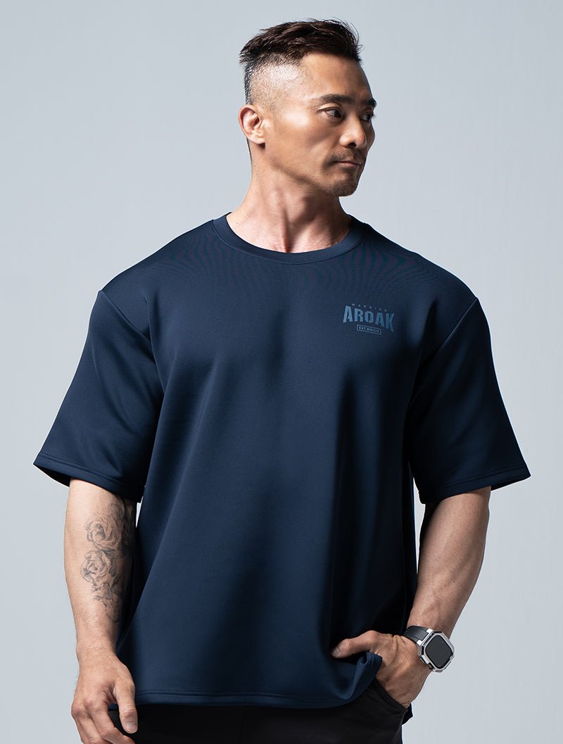 AirFlex™ 戰士的怒吼 OVERSIZED短袖上衣 (丈青) - AROAK 機能健身服飾 | 專為健人打造