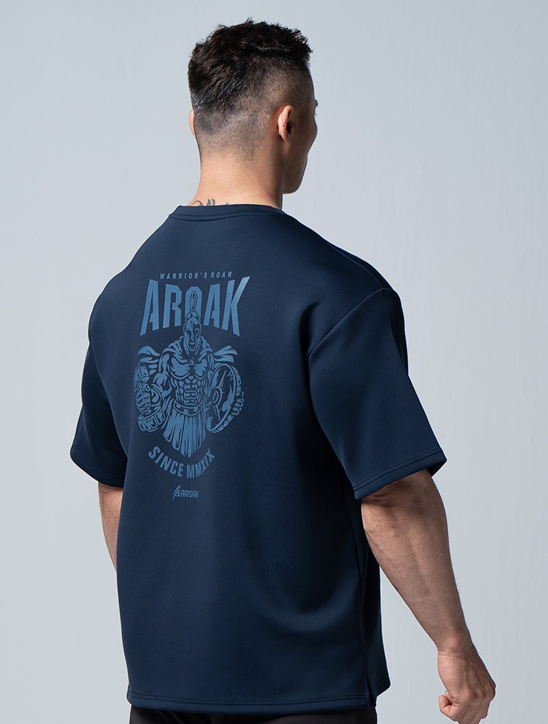 AirFlex™ 戰士的怒吼 OVERSIZED短袖上衣 (丈青) - AROAK 機能健身服飾 | 專為健人打造