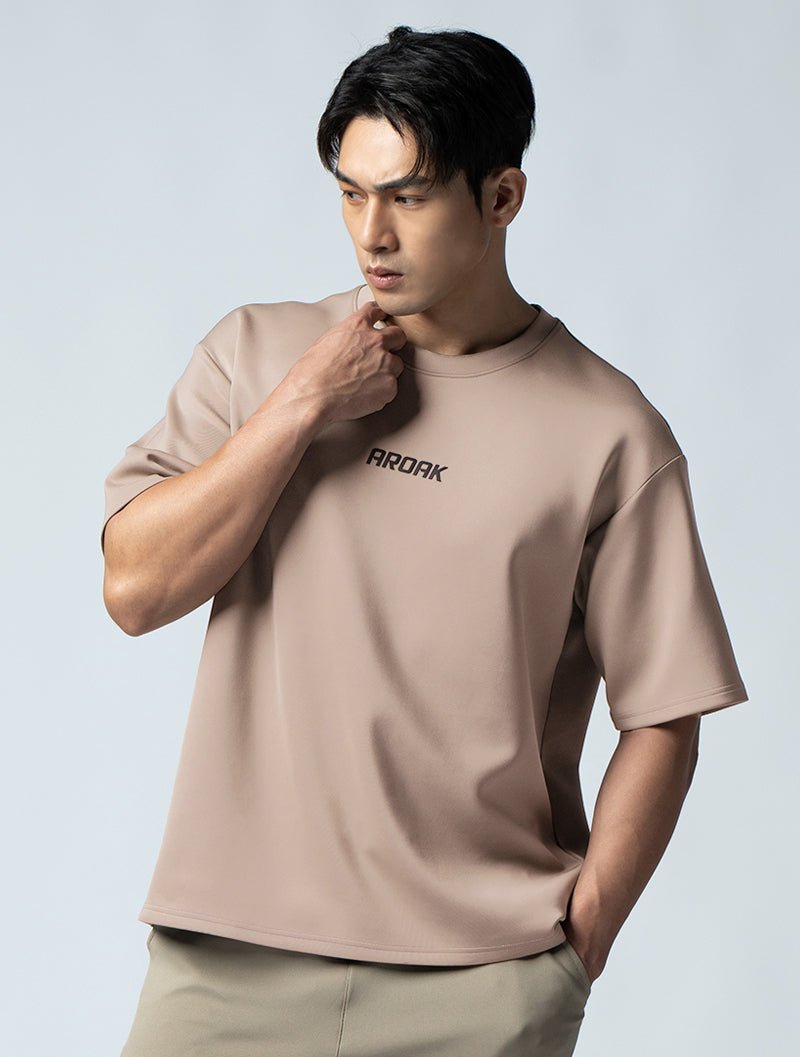 AirFlex™ OVERSIZED 短袖上衣 (摩卡棕) - AROAK 機能健身服飾 | 專為健人打造