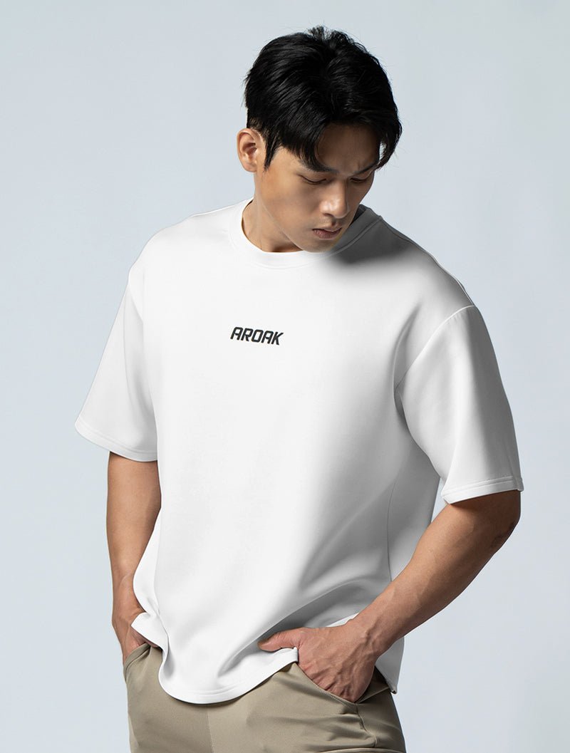 AirFlex™ OVERSIZED短袖上衣 (白) - AROAK 機能健身服飾 | 專為健人打造