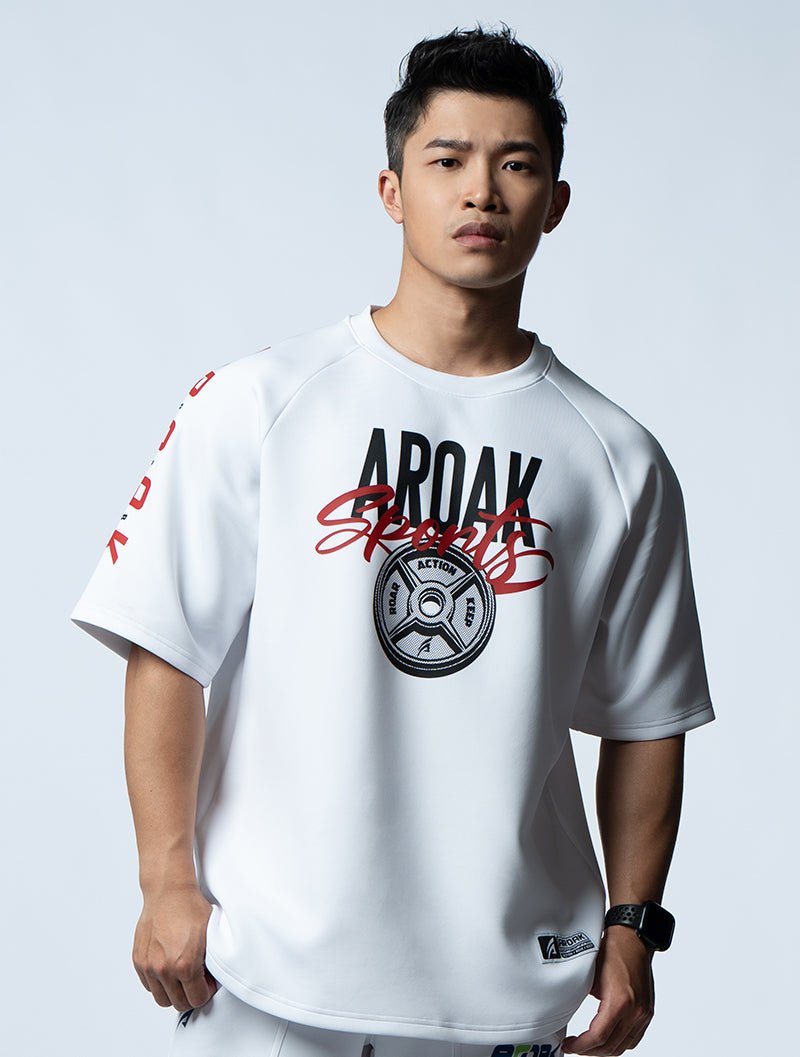 AirFlex™ OVERSIZED無畏之力拉克蘭袖上衣 (白) - AROAK 機能健身服飾 | 專為健人打造