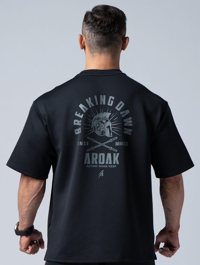 AirFlex™曙光戰士OVERSIZED短袖上衣 (黑) - AROAK 機能健身服飾 | 專為健人打造
