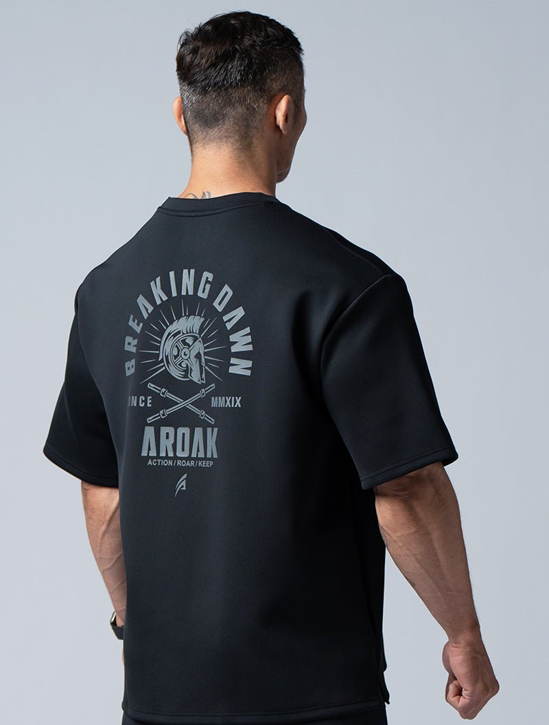 AirFlex™曙光戰士OVERSIZED短袖上衣 (黑) - AROAK 機能健身服飾 | 專為健人打造