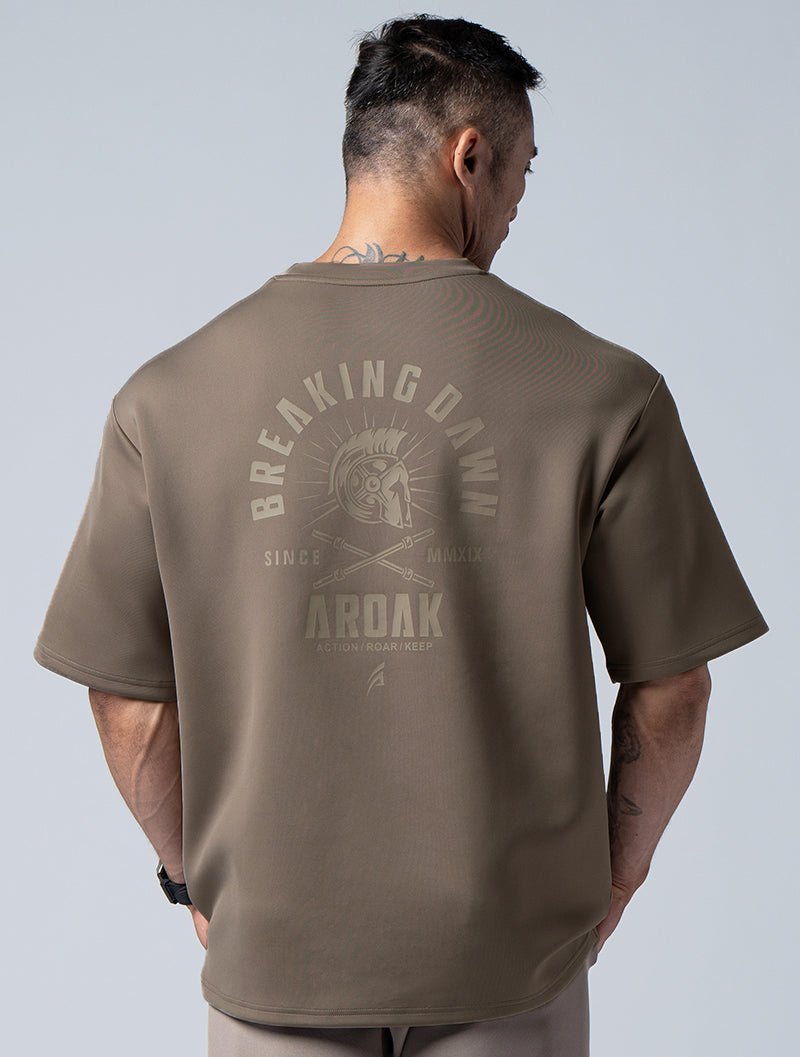 AirFlex™曙光戰士OVERSIZED短袖上衣 (棕卡其) - AROAK 機能健身服飾 | 專為健人打造