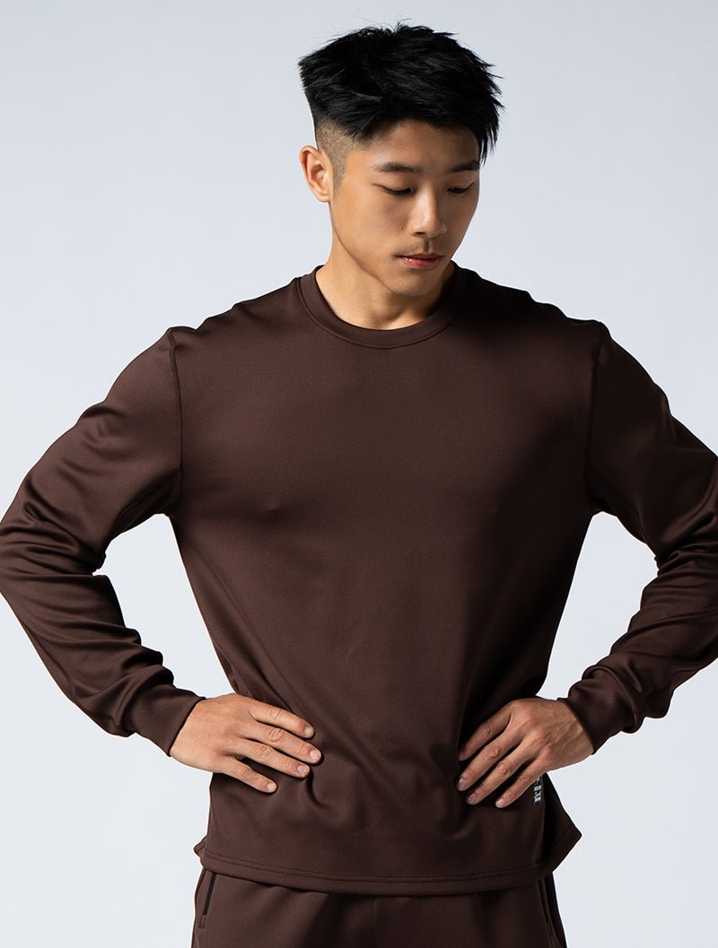 AirSculpt™ 異面拼接長袖上衣 (礁岩褐) - AROAK 機能健身服飾 | 專為健人打造
