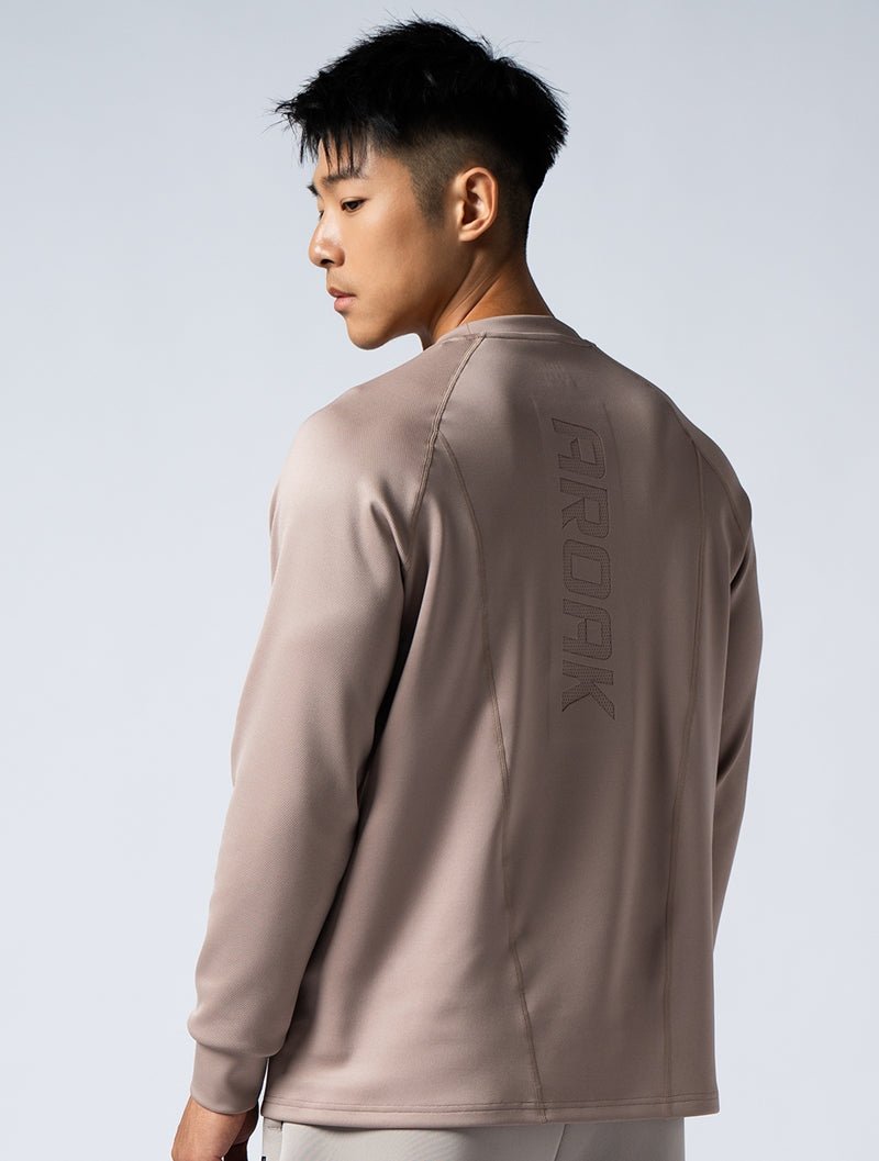 AirSculpt™ 異面拼接拉克蘭長袖上衣 (摩卡棕) - AROAK 機能健身服飾 | 專為健人打造