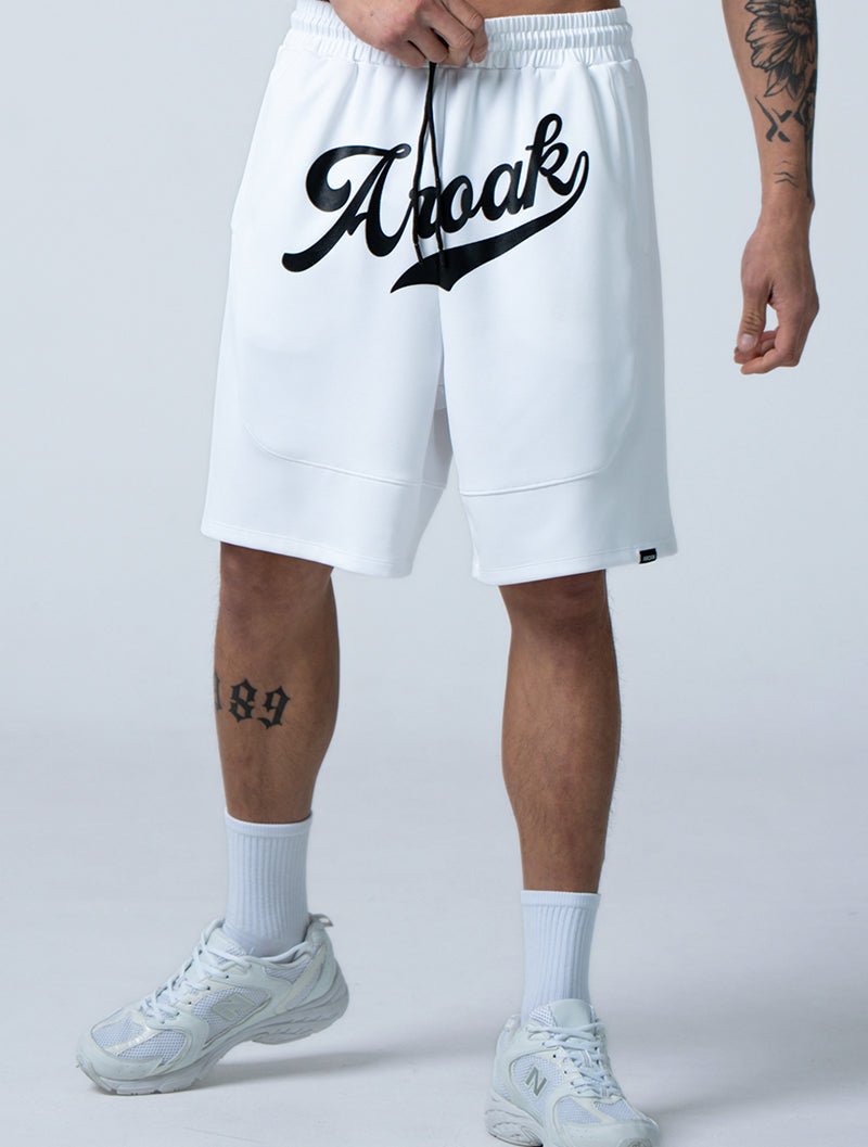 AirSculpt™ 美式復古短褲 (白) - AROAK 機能健身服飾 | 專為健人打造
