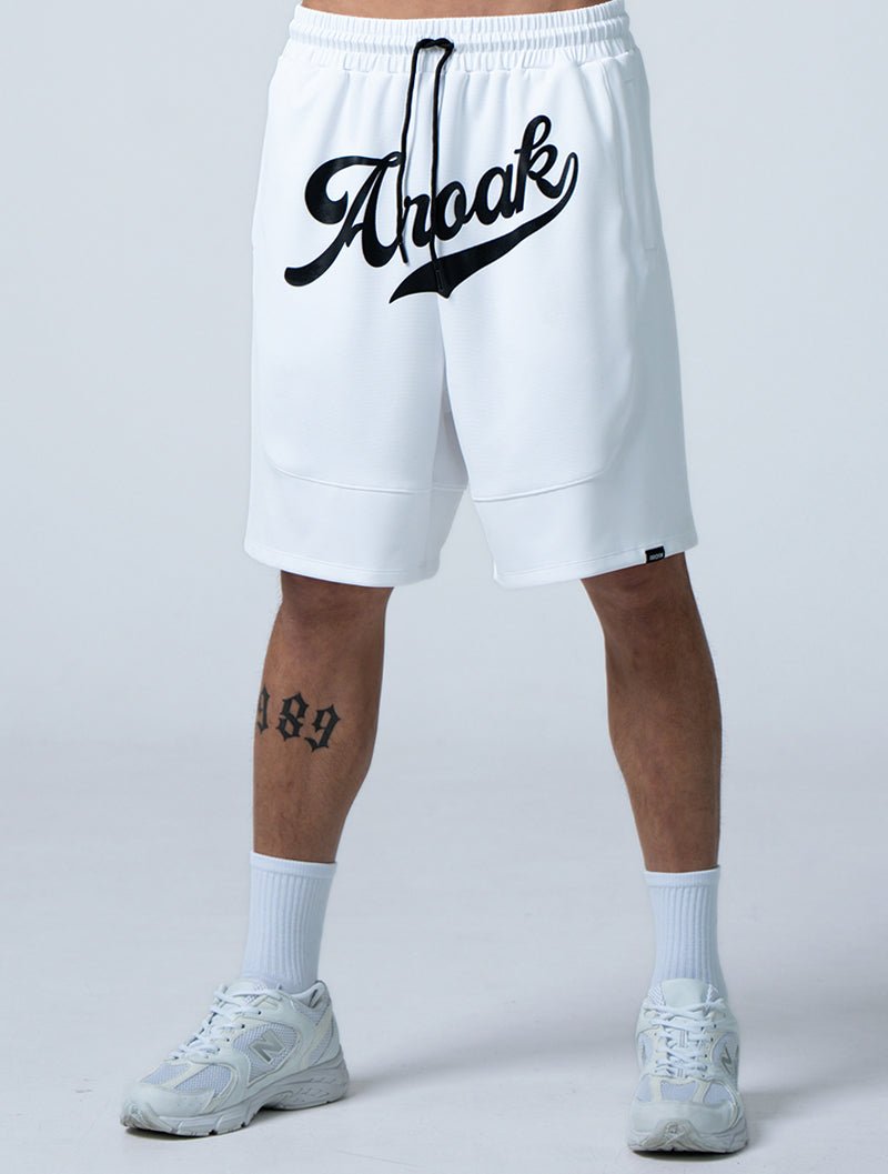 AirSculpt™ 美式復古短褲 (白) - AROAK 機能健身服飾 | 專為健人打造