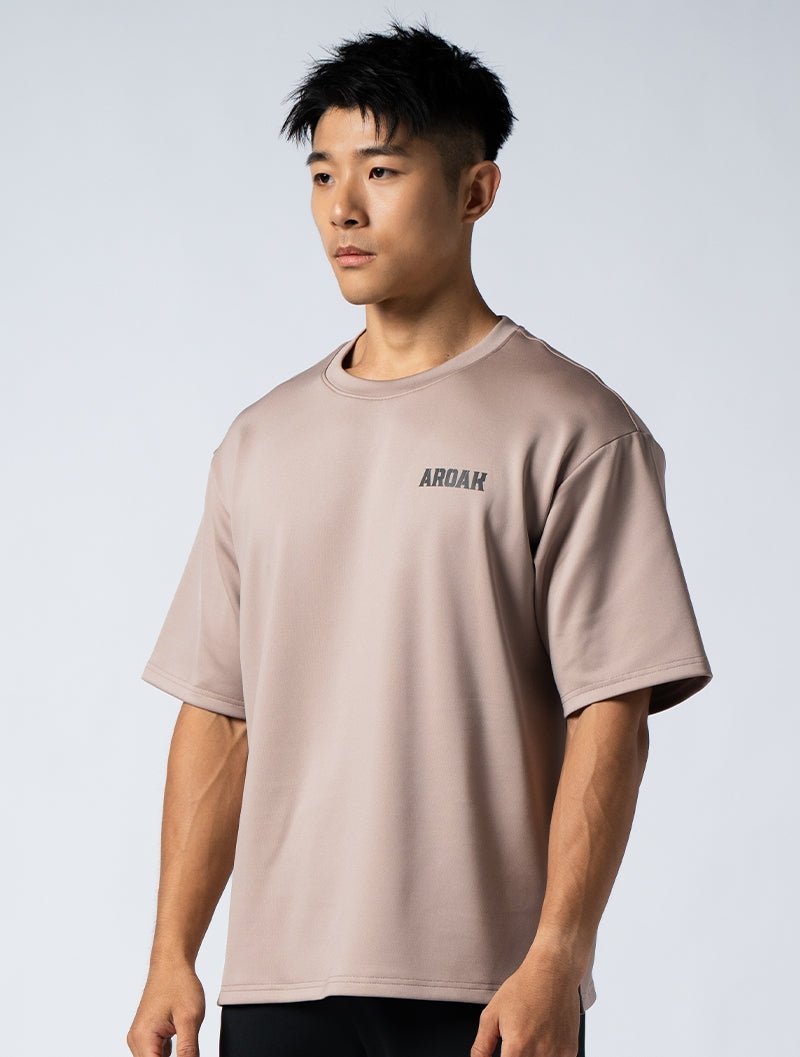 AirSculpt™ OVERSIZED 短袖上衣 (摩卡棕) - AROAK 機能健身服飾 | 專為健人打造