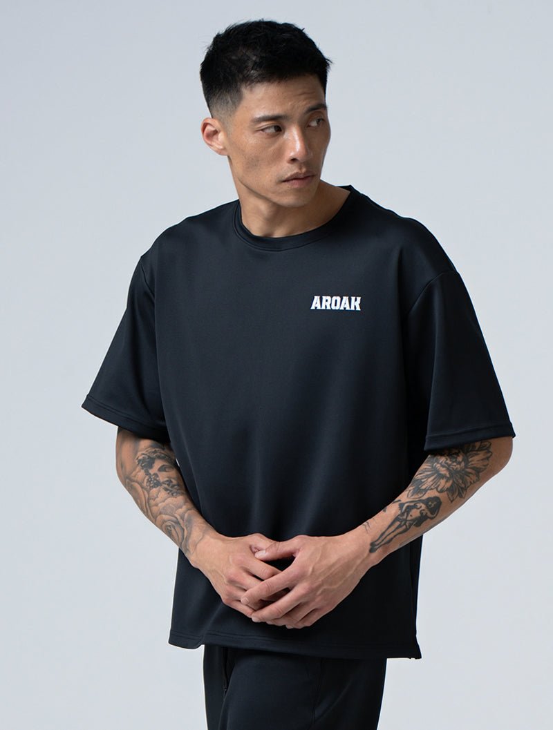 AirSculpt™ OVERSIZED 短袖上衣 (黑) - AROAK 機能健身服飾 | 專為健人打造