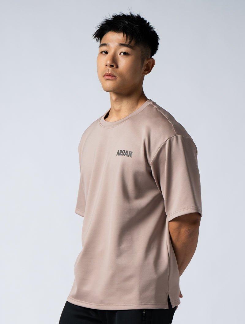 AirSculpt™ OVERSIZED 短袖上衣 (摩卡棕) - AROAK 機能健身服飾 | 專為健人打造