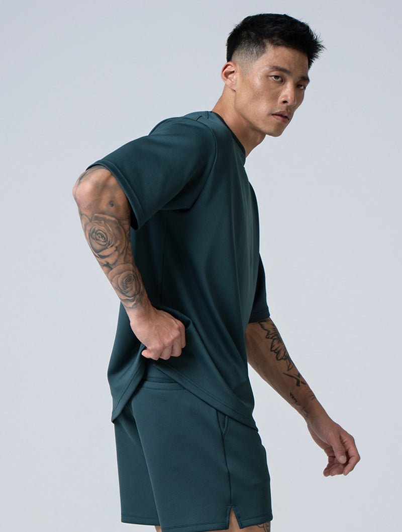 AirSculpt™ OVERSIZED 短袖上衣 (黑綠) - AROAK 機能健身服飾 | 專為健人打造