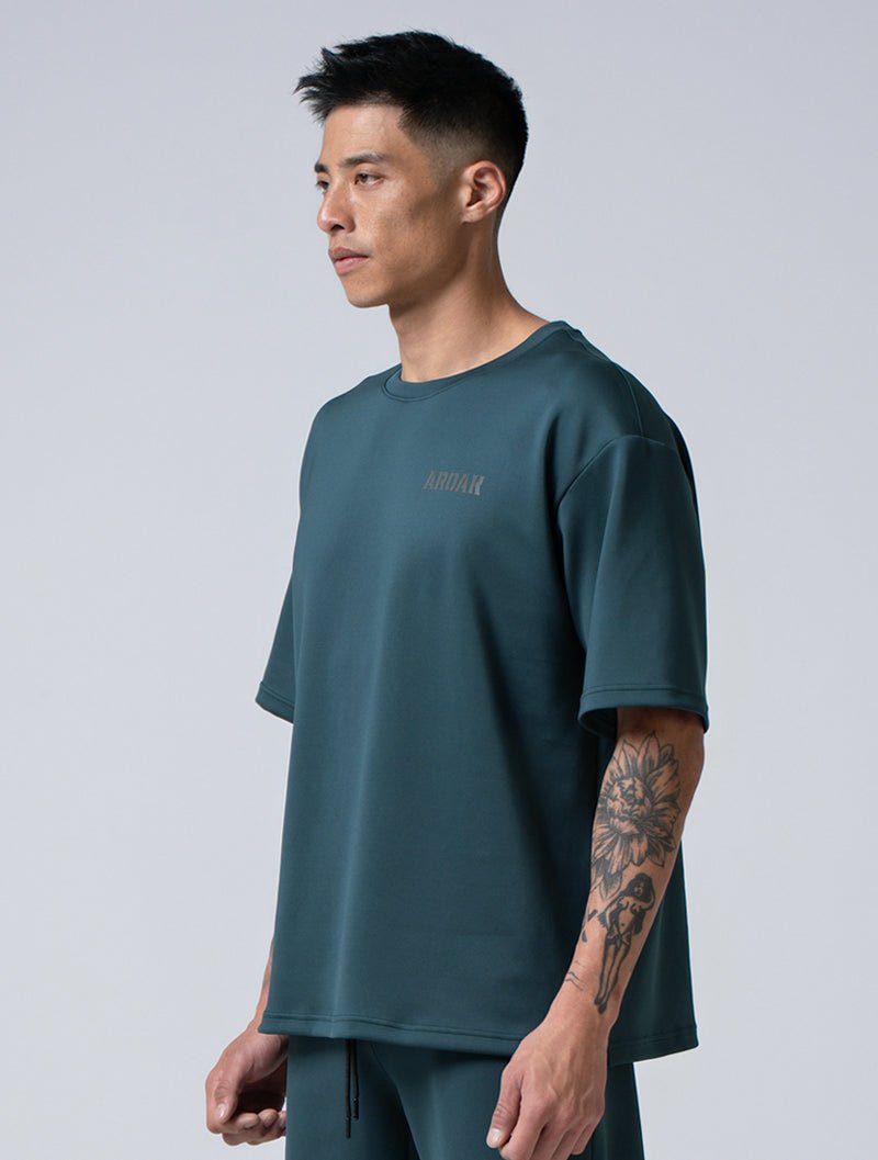 AirSculpt™ OVERSIZED 短袖上衣 (黑綠) - AROAK 機能健身服飾 | 專為健人打造