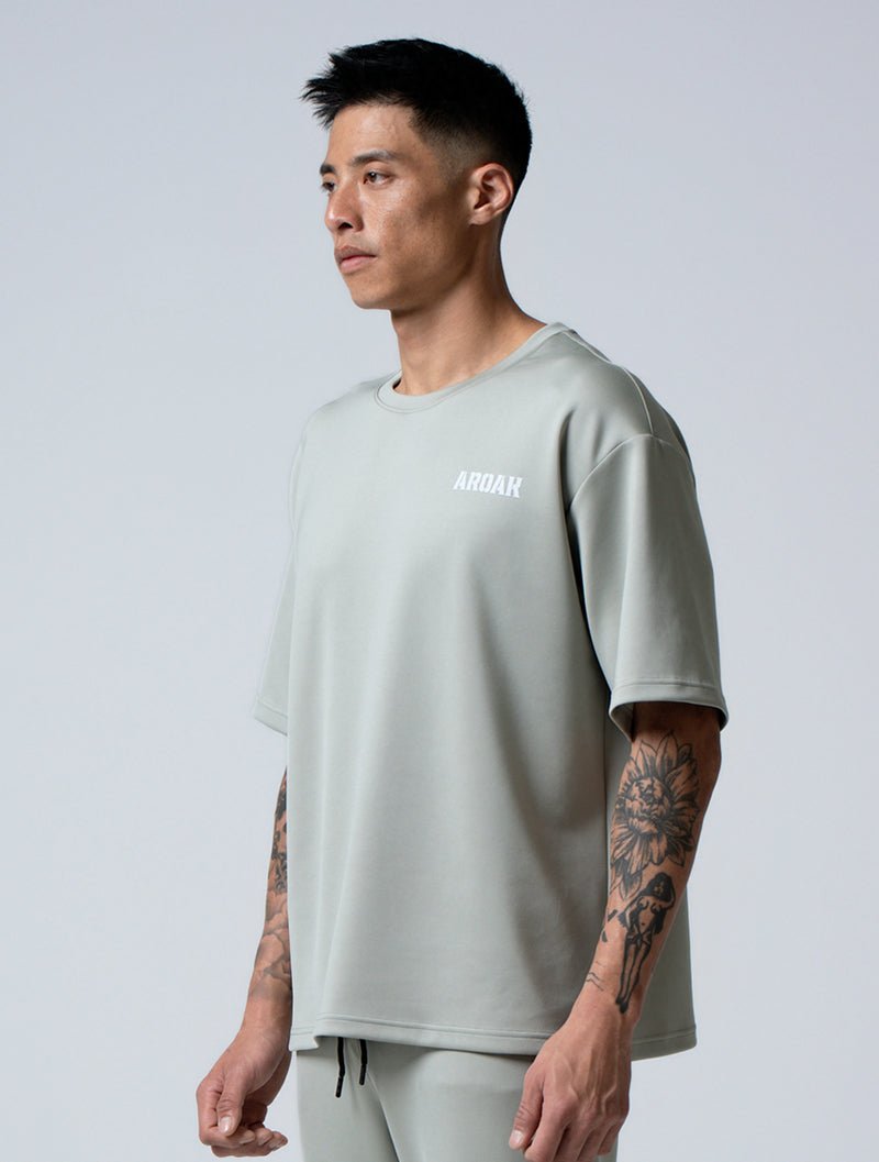 AirSculpt™ OVERSIZED 短袖上衣 (橄欖灰) - AROAK 機能健身服飾 | 專為健人打造