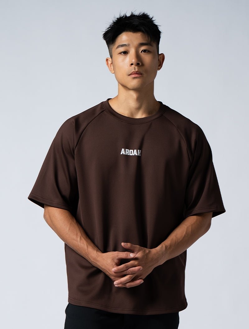 AirSculpt™ OVERSIZED 拉克蘭袖上衣 (礁岩褐) - AROAK 機能健身服飾 | 專為健人打造