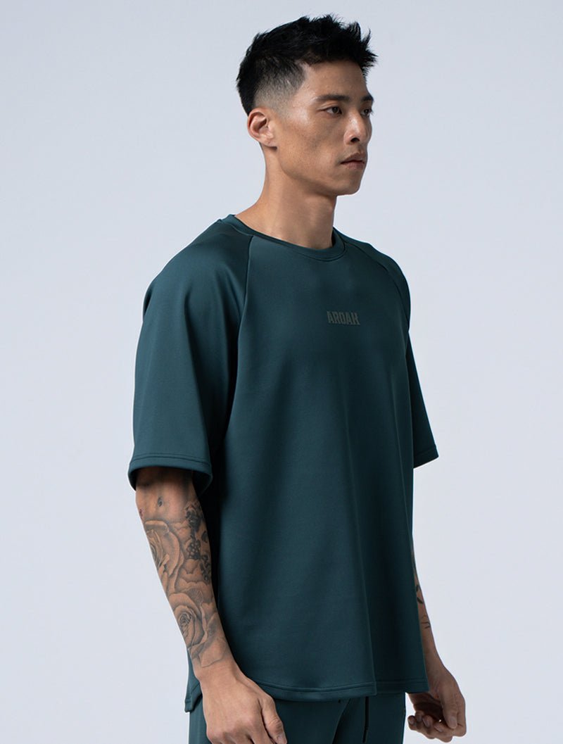AirSculpt™ OVERSIZED 拉克蘭袖上衣 (黑綠) - AROAK 機能健身服飾 | 專為健人打造
