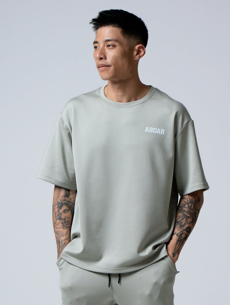 AirSculpt™ OVERSIZED 短袖上衣 (橄欖灰) - AROAK 機能健身服飾 | 專為健人打造