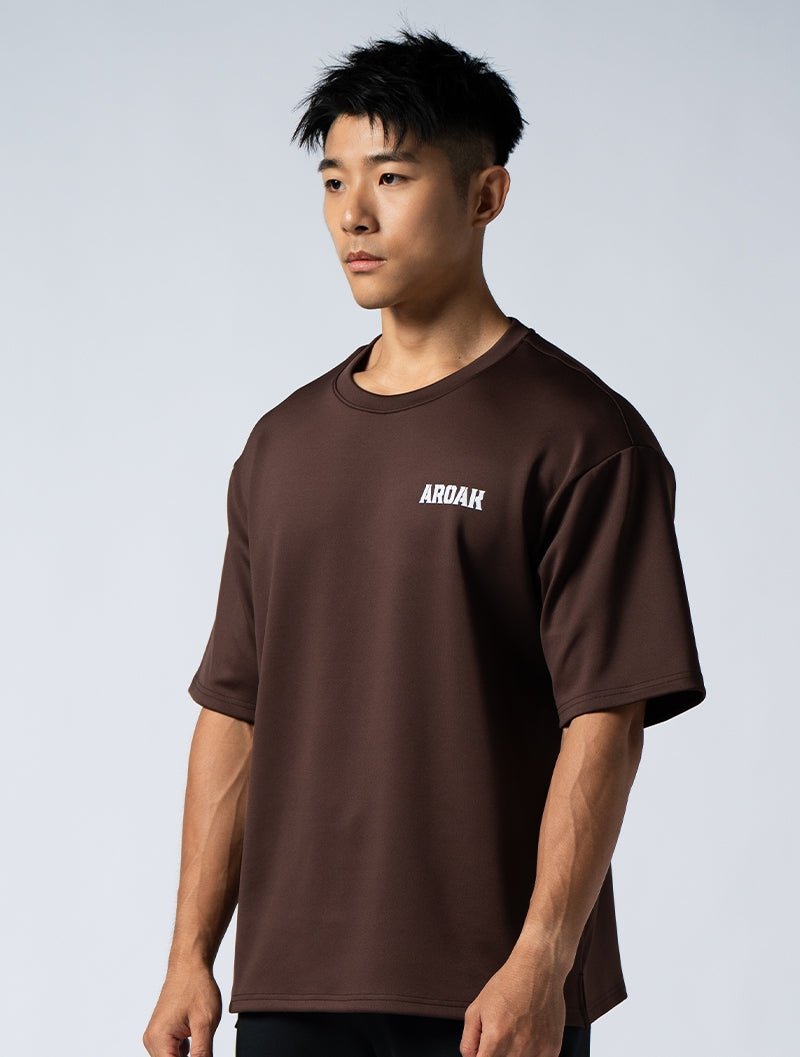 AirSculpt™ OVERSIZED 短袖上衣 (礁岩褐) - AROAK 機能健身服飾 | 專為健人打造