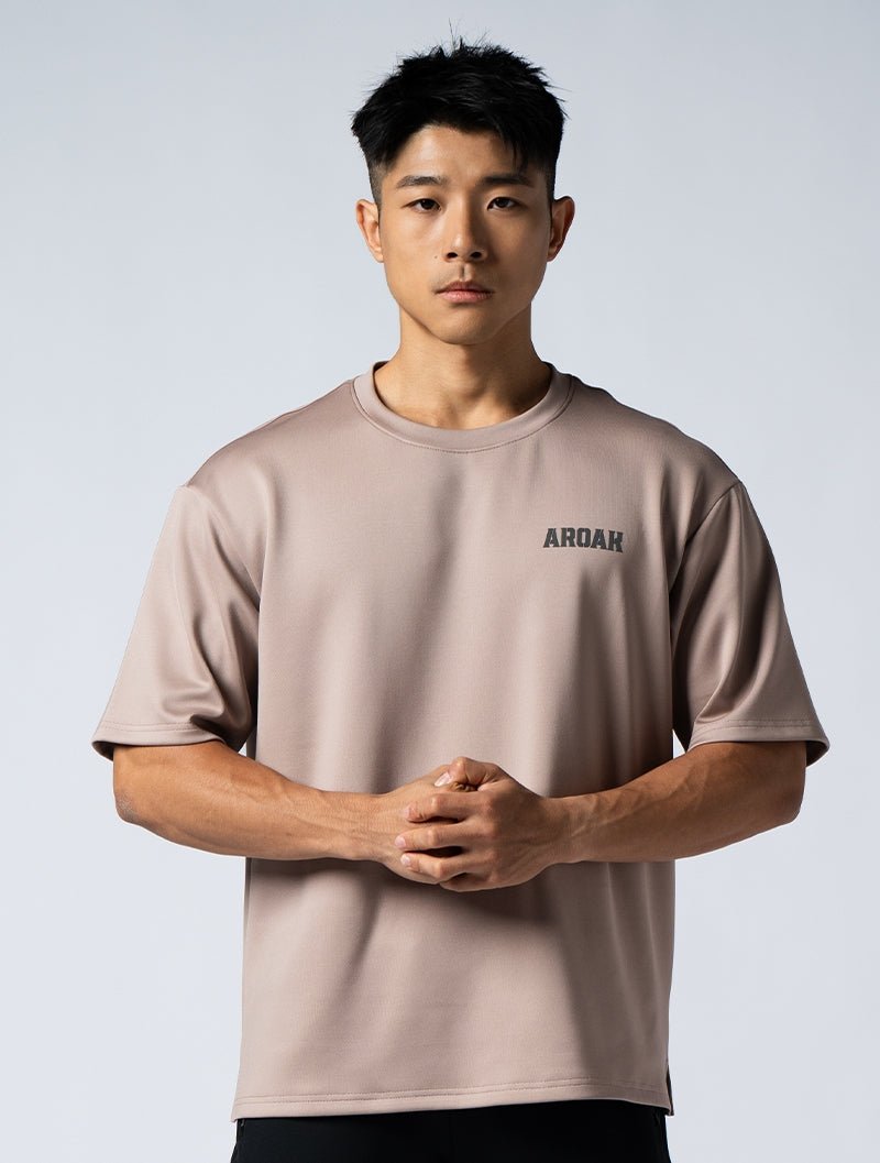 AirSculpt™ OVERSIZED 短袖上衣 (摩卡棕) - AROAK 機能健身服飾 | 專為健人打造