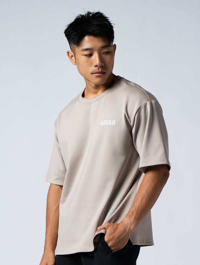 AirSculpt™ OVERSIZED 短袖上衣 (銀雲灰) - AROAK 機能健身服飾 | 專為健人打造
