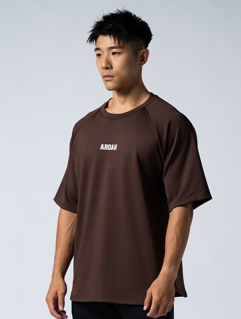AirSculpt™ OVERSIZED 拉克蘭袖上衣 (礁岩褐) - AROAK 機能健身服飾 | 專為健人打造