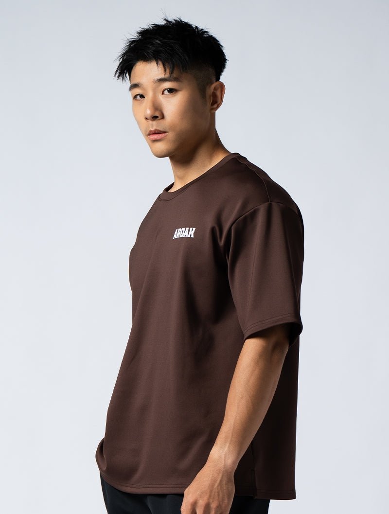 AirSculpt™ OVERSIZED 短袖上衣 (礁岩褐) - AROAK 機能健身服飾 | 專為健人打造