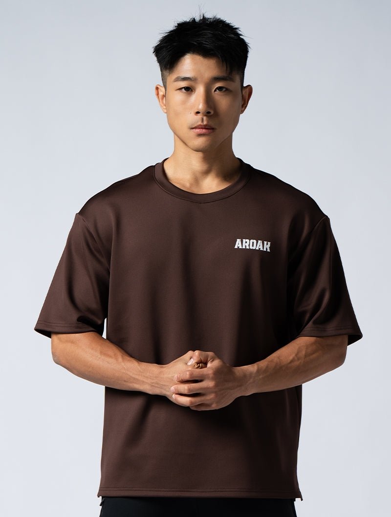 AirSculpt™ OVERSIZED 短袖上衣 (礁岩褐) - AROAK 機能健身服飾 | 專為健人打造