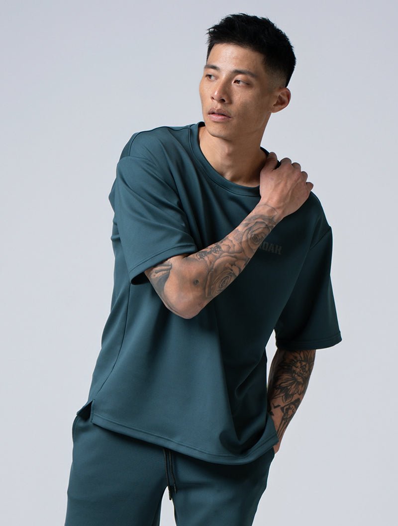 AirSculpt™ OVERSIZED 短袖上衣 (黑綠) - AROAK 機能健身服飾 | 專為健人打造