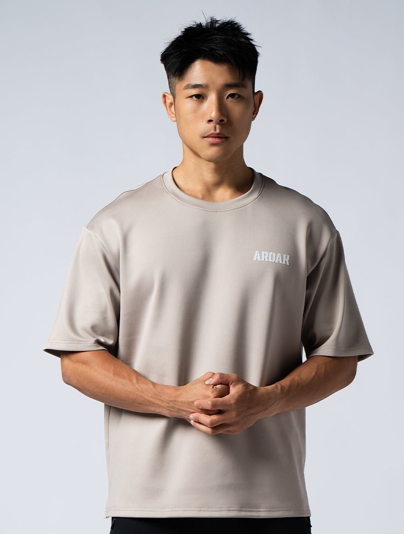 AirSculpt™ OVERSIZED 短袖上衣 (銀雲灰) - AROAK 機能健身服飾 | 專為健人打造
