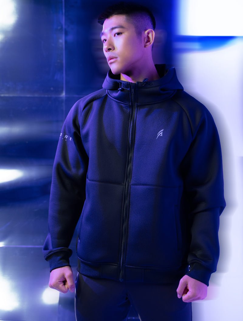 AirWarm™機能太空棉連帽外套 (黑) - AROAK 機能健身服飾 | 專為健人打造
